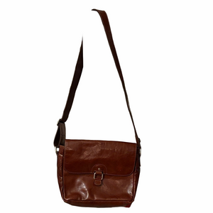 Jack George’s All American pecan Leather crossbody saddle bag.